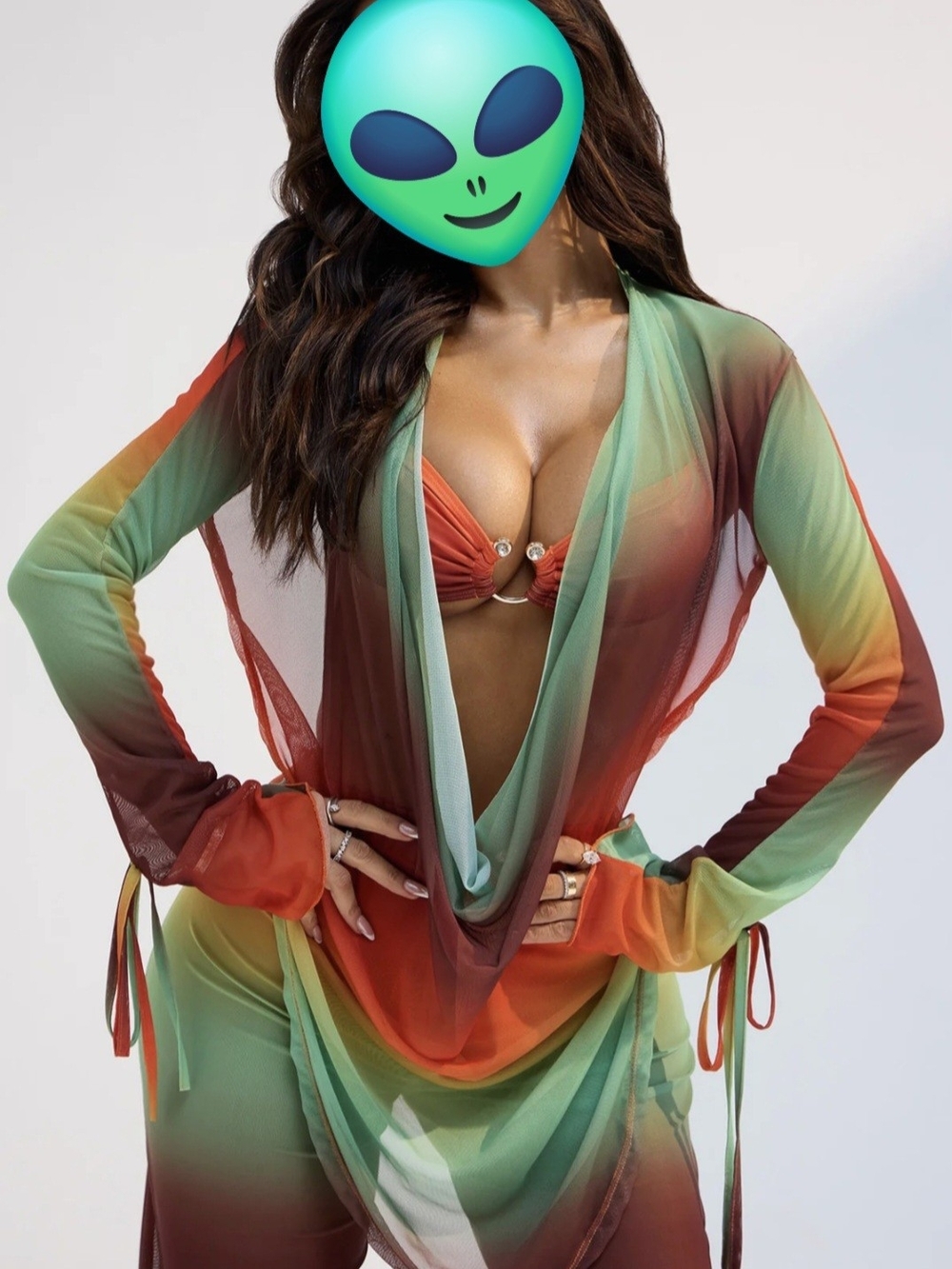 2 Pc Pants Set: Ombre Mesh Cover Up